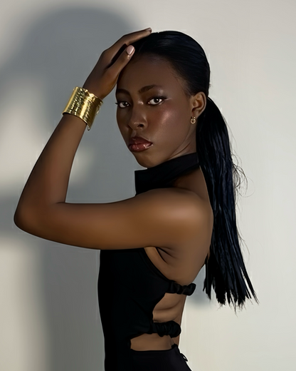 HALTER NECK CREPE ORGANZA KIM DRESS