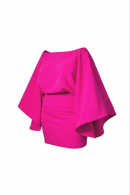 BELLE CREPE WIDE SHOULDER DRESS